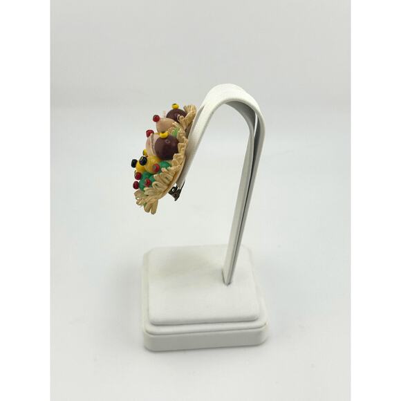 VTG Made In West Germany Burst Cluster Fruit Vegetable Flower Clip On Earrings - Picture 5 of 9